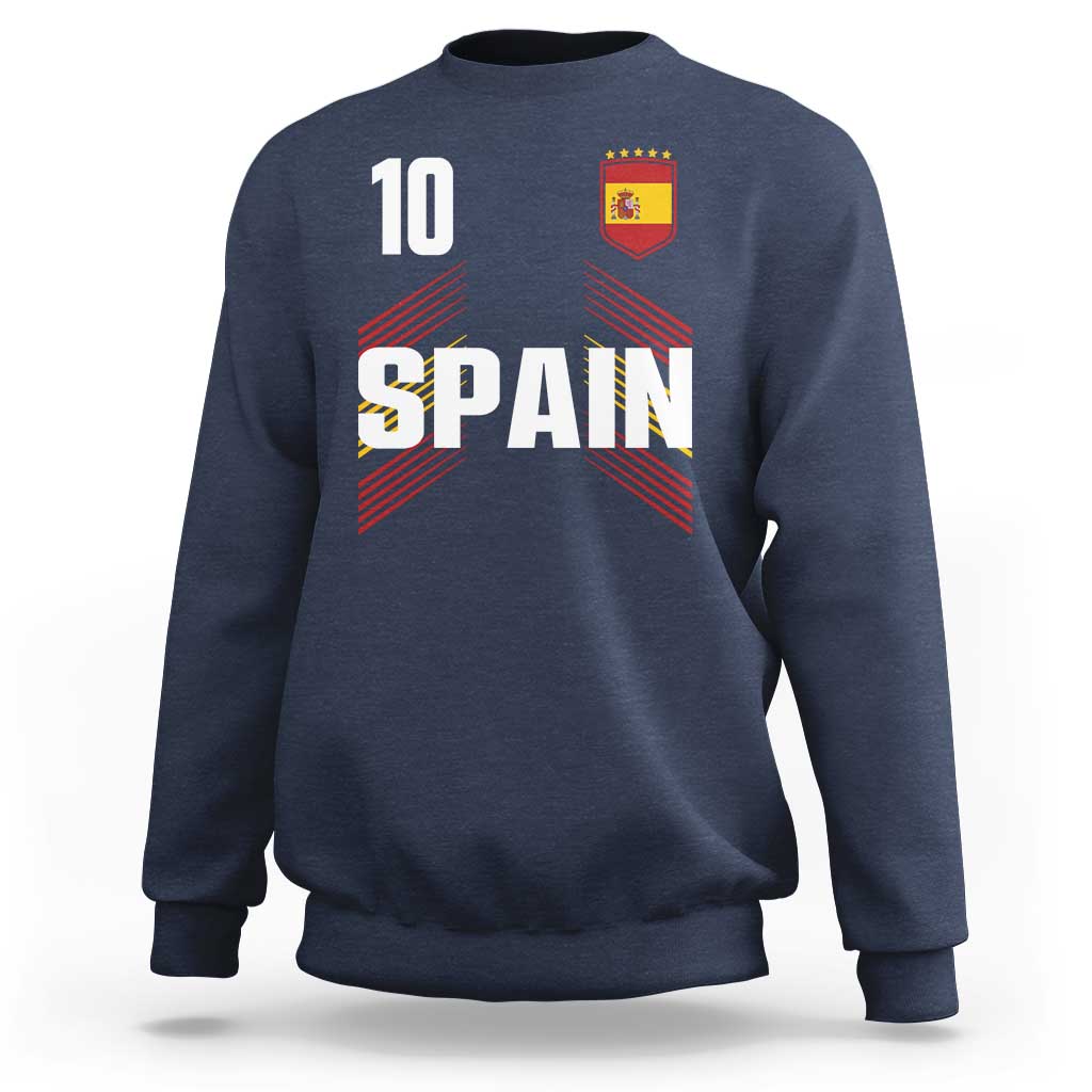 Spain Soccer Sports Graphic Number 10 Jersey Style Sweatshirt Proud Spanish Football Fans Game Day Pride