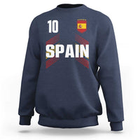 Spain Soccer Sports Graphic Number 10 Jersey Style Sweatshirt Proud Spanish Football Fans Game Day Pride