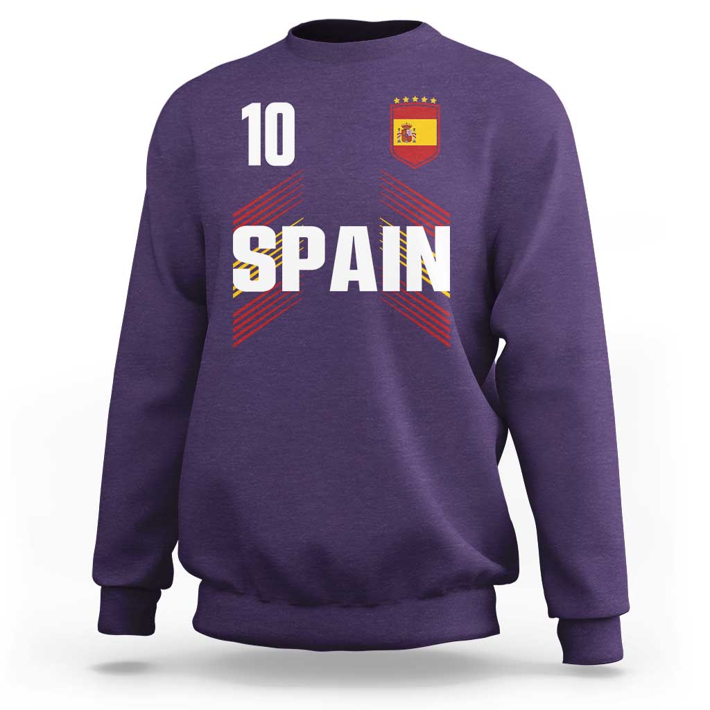 Spain Soccer Sports Graphic Number 10 Jersey Style Sweatshirt Proud Spanish Football Fans Game Day Pride