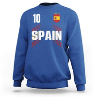 Spain Soccer Sports Graphic Number 10 Jersey Style Sweatshirt Proud Spanish Football Fans Game Day Pride
