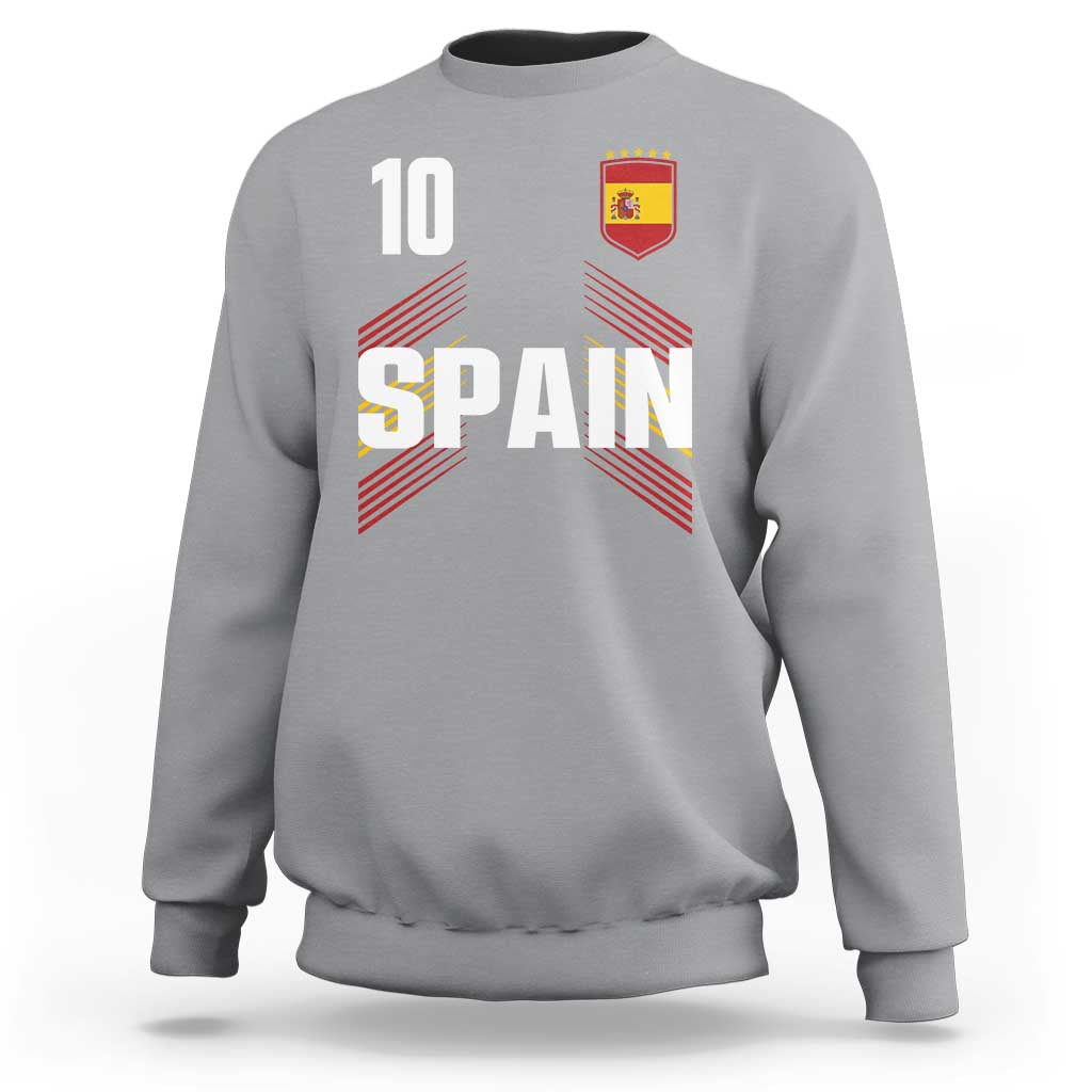 Spain Soccer Sports Graphic Number 10 Jersey Style Sweatshirt Proud Spanish Football Fans Game Day Pride