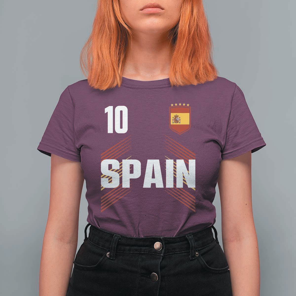 Spain Soccer Sports Graphic Number 10 Jersey Style T Shirt For Women Proud Spanish Football Fans Game Day Pride