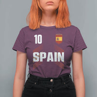 Spain Soccer Sports Graphic Number 10 Jersey Style T Shirt For Women Proud Spanish Football Fans Game Day Pride