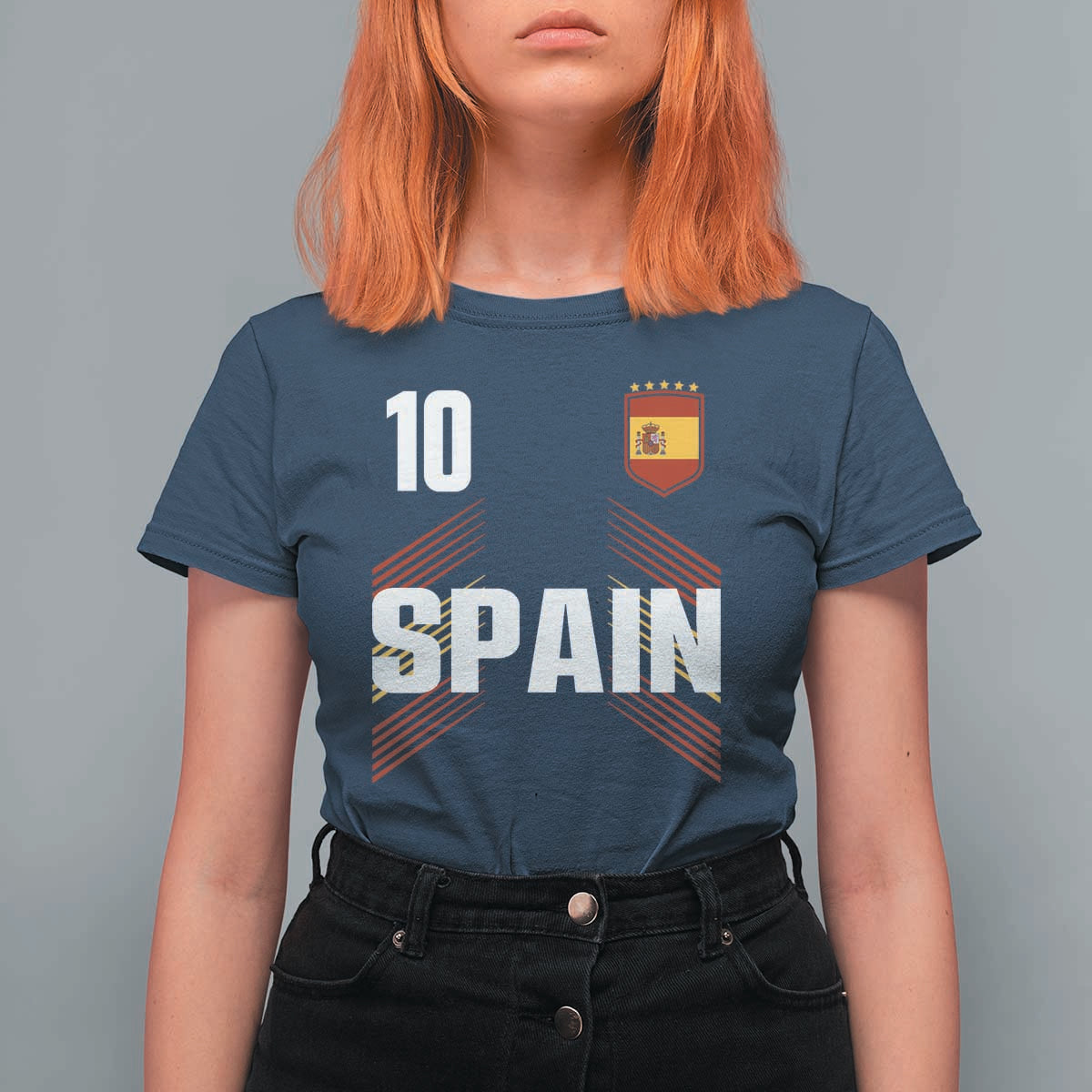 Spain Soccer Sports Graphic Number 10 Jersey Style T Shirt For Women Proud Spanish Football Fans Game Day Pride