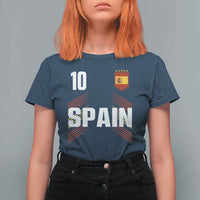 Spain Soccer Sports Graphic Number 10 Jersey Style T Shirt For Women Proud Spanish Football Fans Game Day Pride
