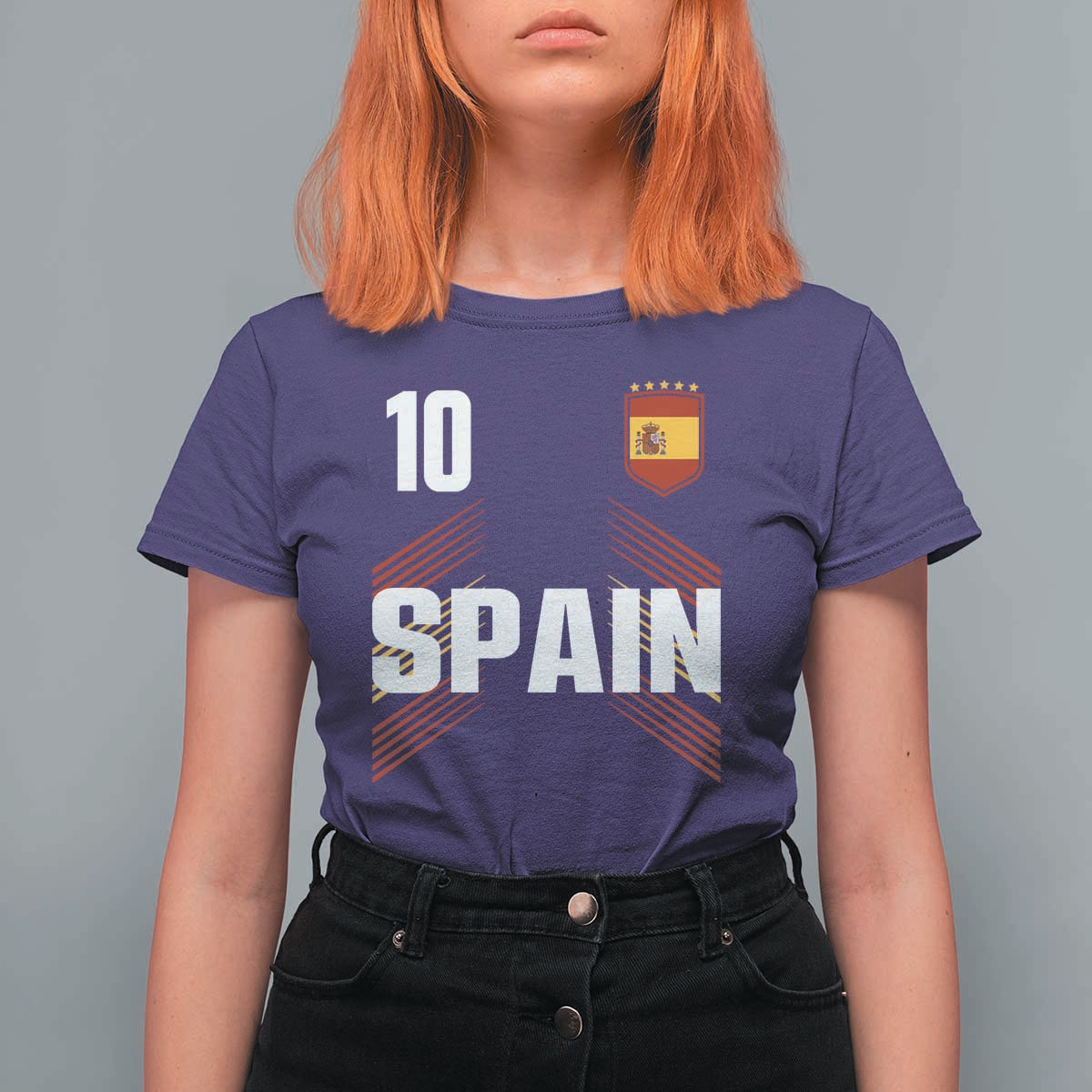 Spain Soccer Sports Graphic Number 10 Jersey Style T Shirt For Women Proud Spanish Football Fans Game Day Pride