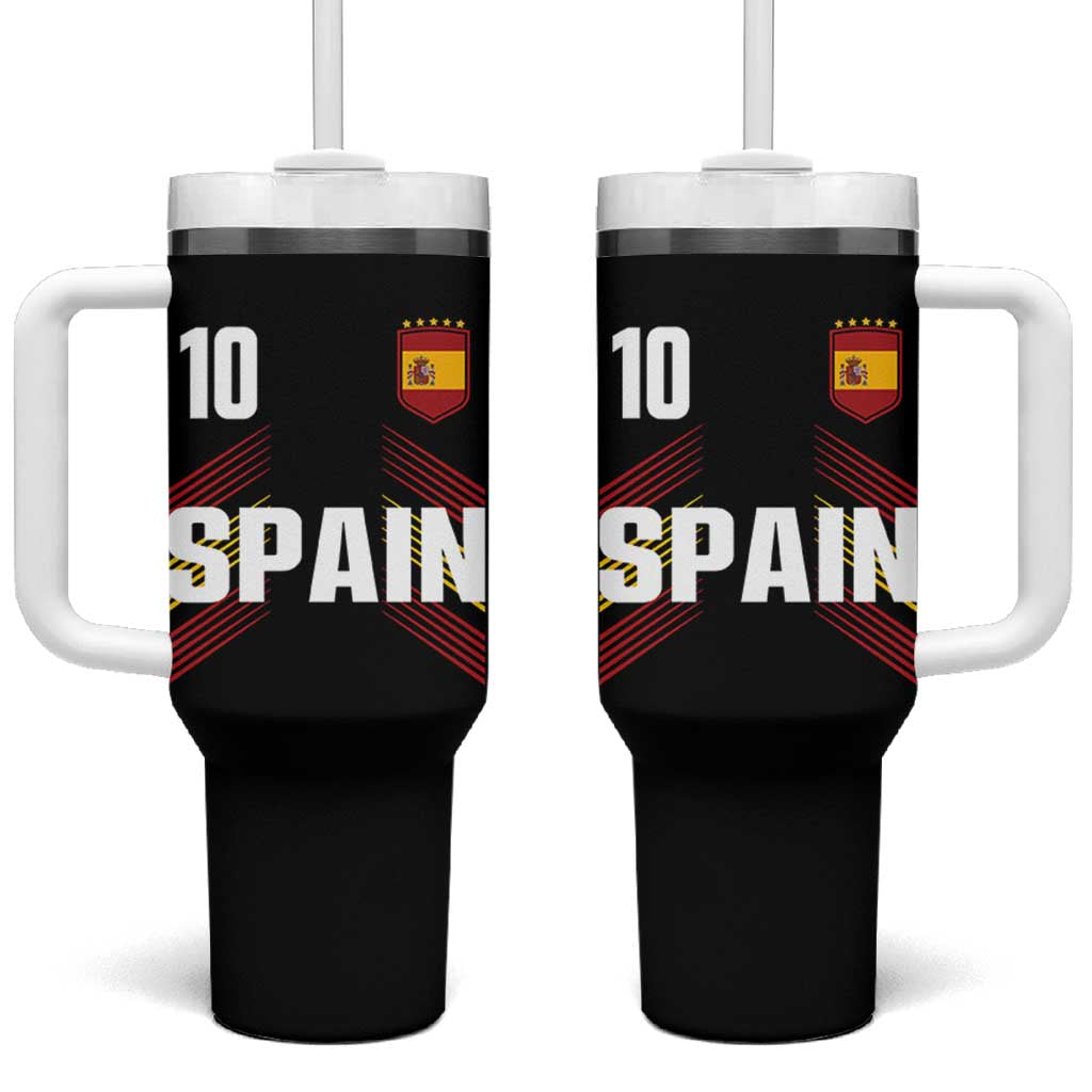 Spain Soccer Sports Graphic Number 10 Jersey Style Tumbler With Handle Proud Spanish Football Fans Game Day Pride