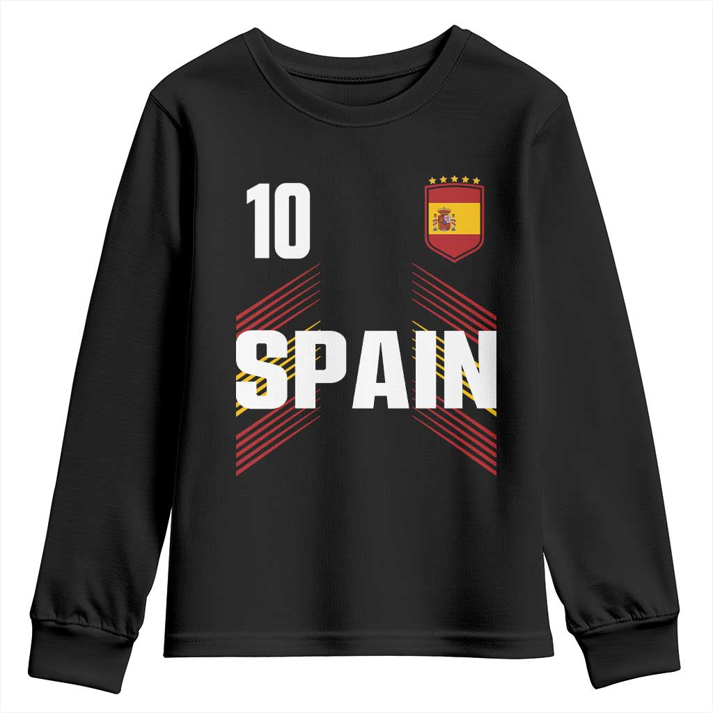 Spain Soccer Sports Graphic Number 10 Jersey Style Youth Sweatshirt Proud Spanish Football Fans Game Day Pride