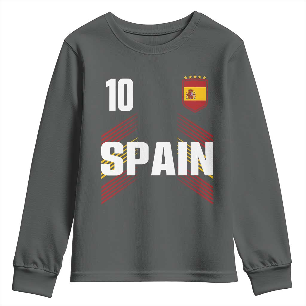 Spain Soccer Sports Graphic Number 10 Jersey Style Youth Sweatshirt Proud Spanish Football Fans Game Day Pride
