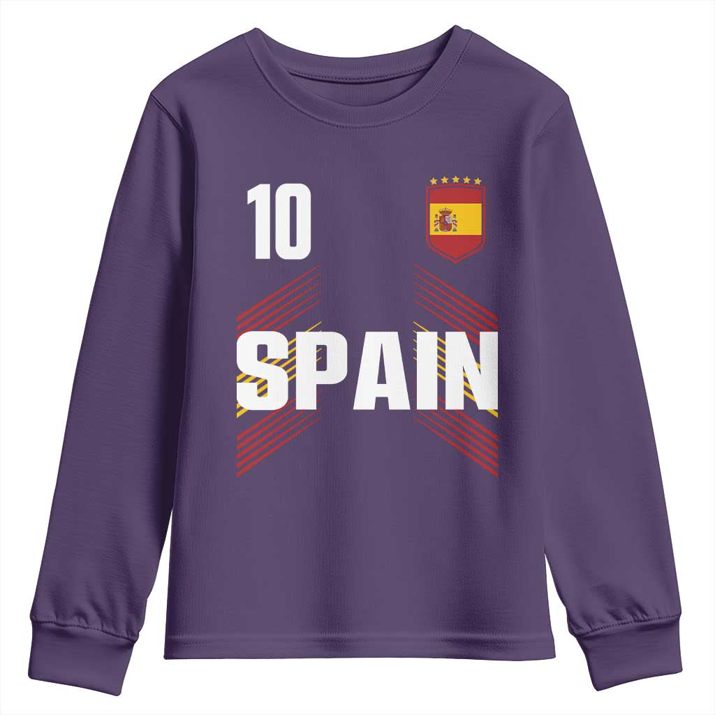 Spain Soccer Sports Graphic Number 10 Jersey Style Youth Sweatshirt Proud Spanish Football Fans Game Day Pride