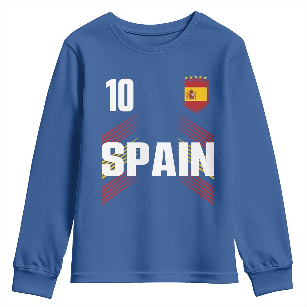 Spain Soccer Sports Graphic Number 10 Jersey Style Youth Sweatshirt Proud Spanish Football Fans Game Day Pride