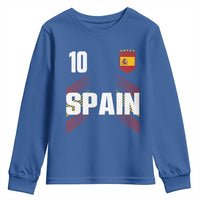 Spain Soccer Sports Graphic Number 10 Jersey Style Youth Sweatshirt Proud Spanish Football Fans Game Day Pride