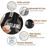 England Soccer Sports Graphic Number 10 Jersey Style Throw Blanket Proud St George Cross Football Fans Game Day Pride
