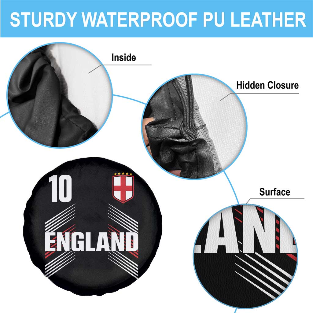 England Soccer Sports Graphic Number 10 Jersey Style Spare Tire Cover Proud St George Cross Football Fans Game Day Pride
