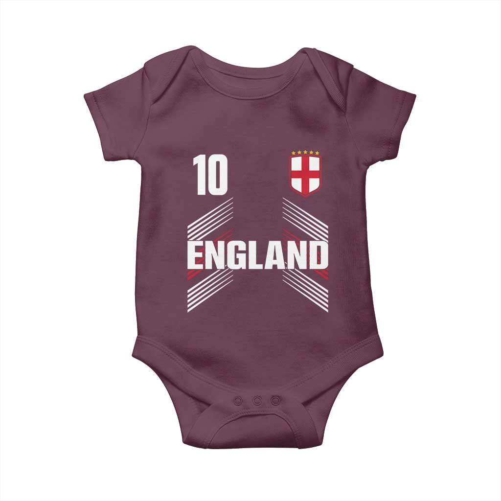 England Soccer Sports Graphic Number 10 Jersey Style Baby Onesie Proud St George Cross Football Fans Game Day Pride