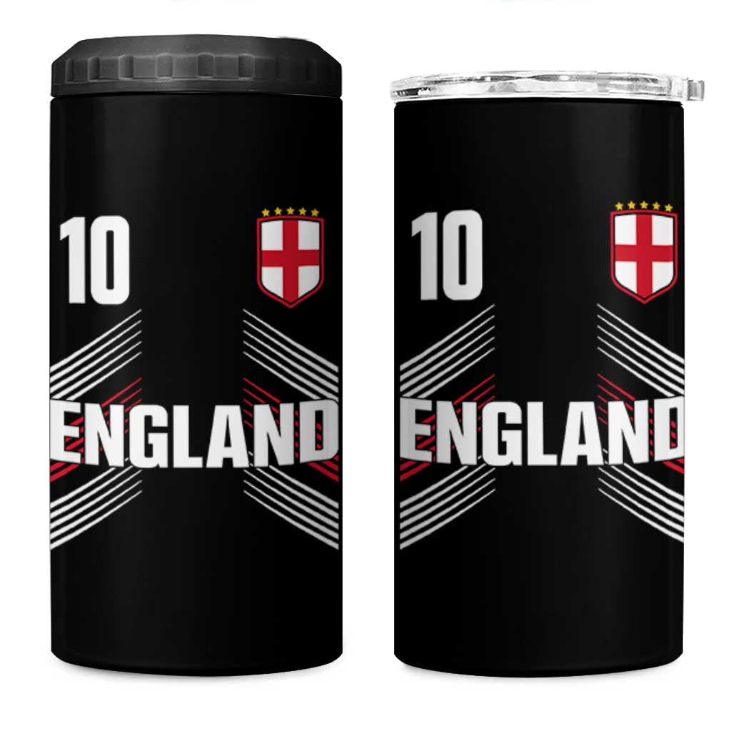 England Soccer Sports Graphic Number 10 Jersey Style 4 in 1 Can Cooler Tumbler Proud St George Cross Football Fans Game Day Pride