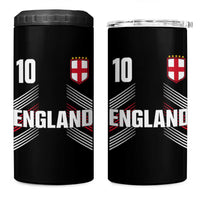England Soccer Sports Graphic Number 10 Jersey Style 4 in 1 Can Cooler Tumbler Proud St George Cross Football Fans Game Day Pride