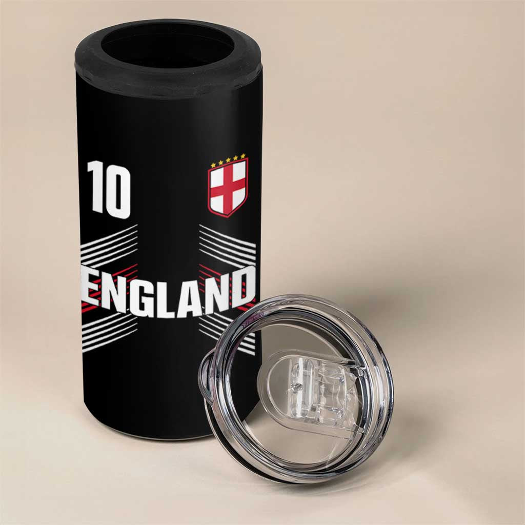 England Soccer Sports Graphic Number 10 Jersey Style 4 in 1 Can Cooler Tumbler Proud St George Cross Football Fans Game Day Pride