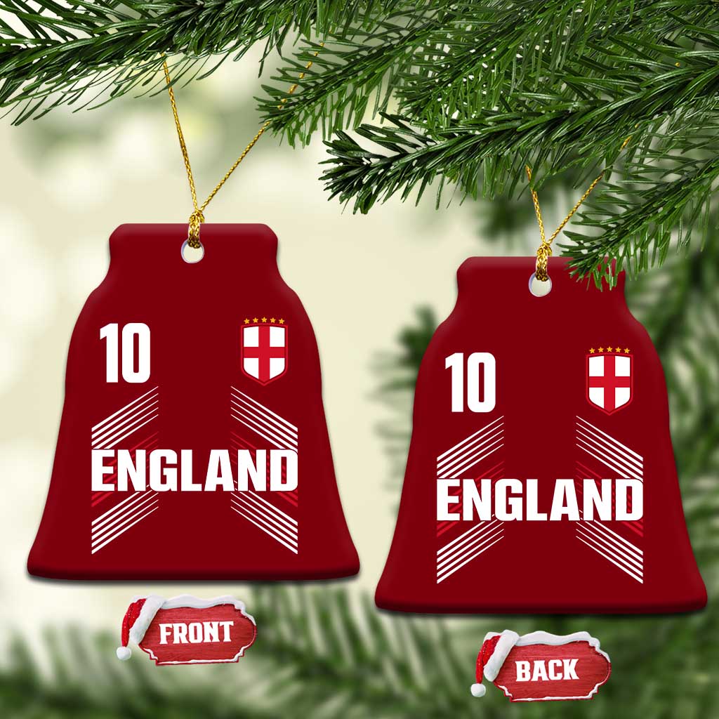 England Soccer Sports Graphic Number 10 Jersey Style Ceramic Ornament Proud St George Cross Football Fans Game Day Pride