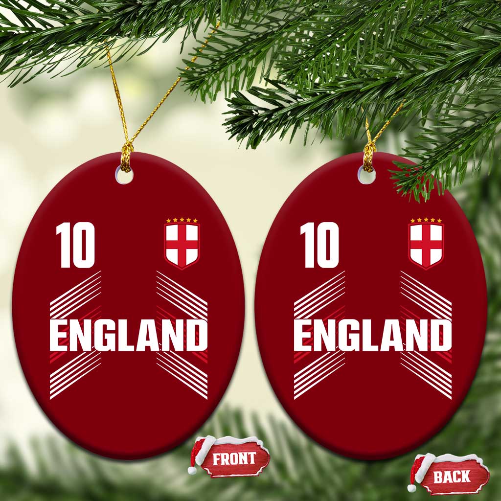 England Soccer Sports Graphic Number 10 Jersey Style Ceramic Ornament Proud St George Cross Football Fans Game Day Pride