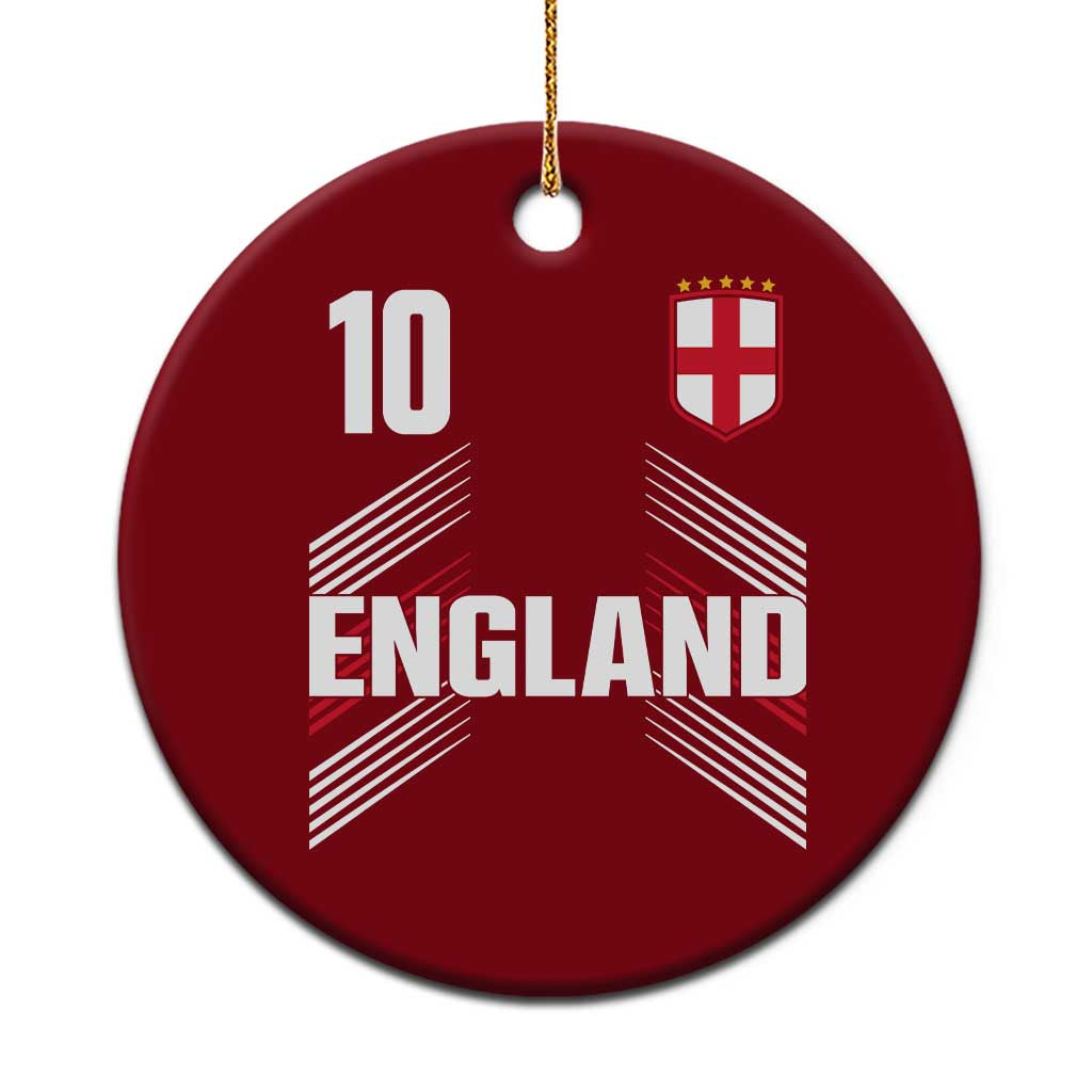 England Soccer Sports Graphic Number 10 Jersey Style Ceramic Ornament Proud St George Cross Football Fans Game Day Pride