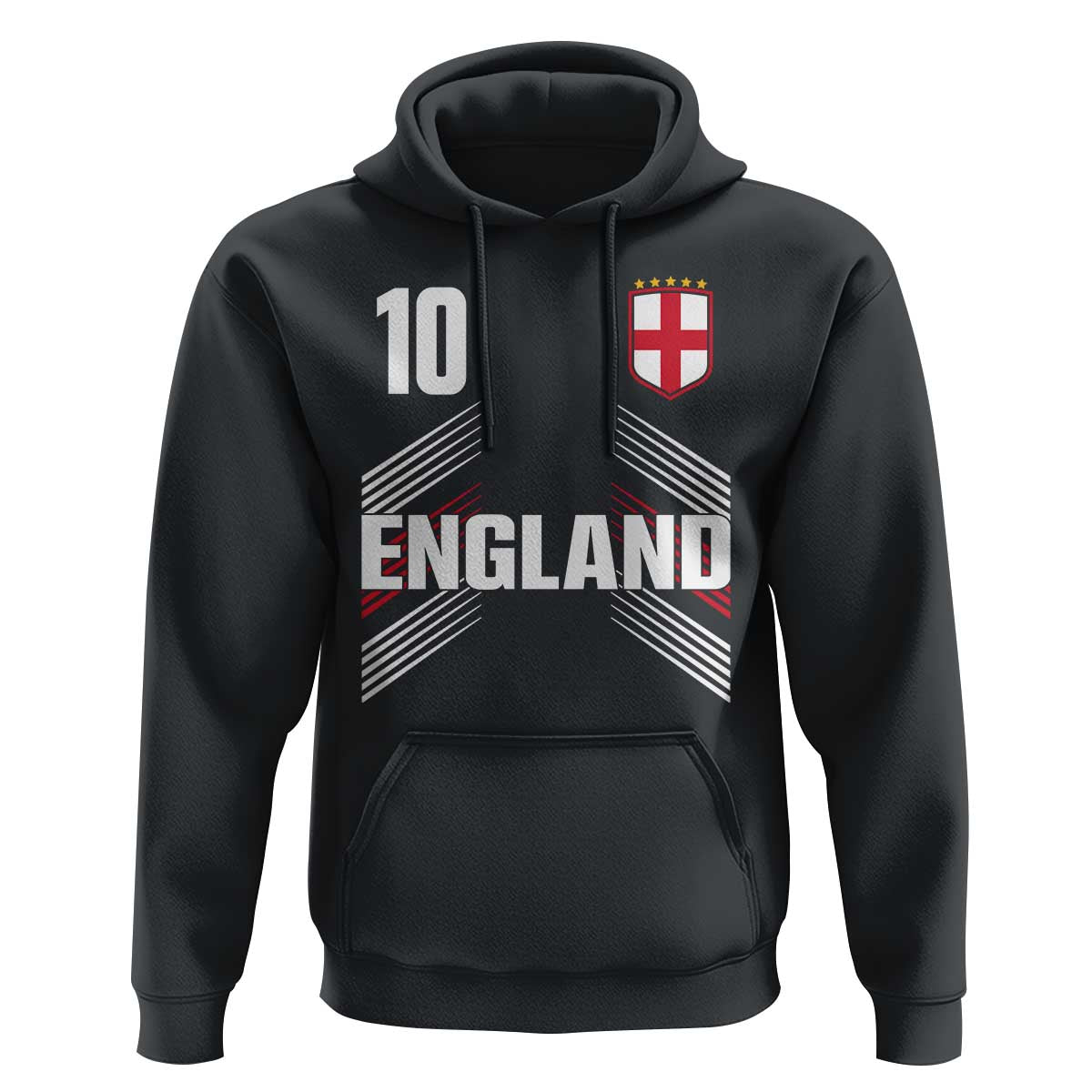 England Soccer Sports Graphic Number 10 Jersey Style Hoodie Proud St George Cross Football Fans Game Day Pride