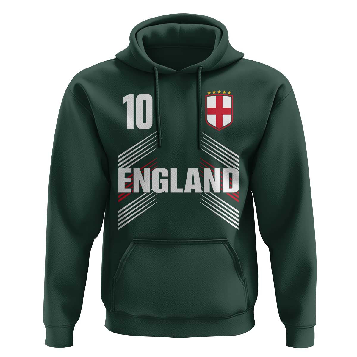 England Soccer Sports Graphic Number 10 Jersey Style Hoodie Proud St George Cross Football Fans Game Day Pride