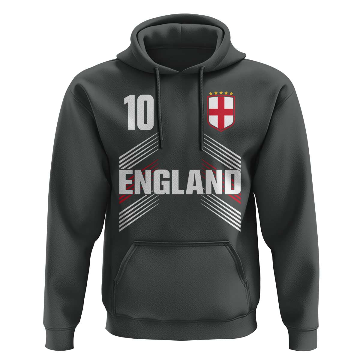 England Soccer Sports Graphic Number 10 Jersey Style Hoodie Proud St George Cross Football Fans Game Day Pride