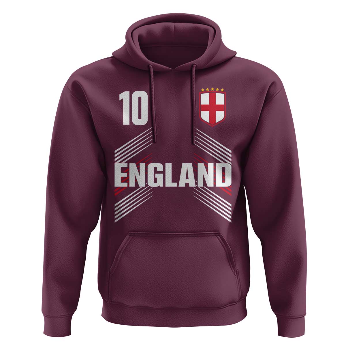 England Soccer Sports Graphic Number 10 Jersey Style Hoodie Proud St George Cross Football Fans Game Day Pride