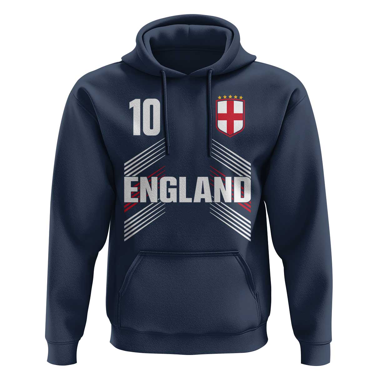 England Soccer Sports Graphic Number 10 Jersey Style Hoodie Proud St George Cross Football Fans Game Day Pride