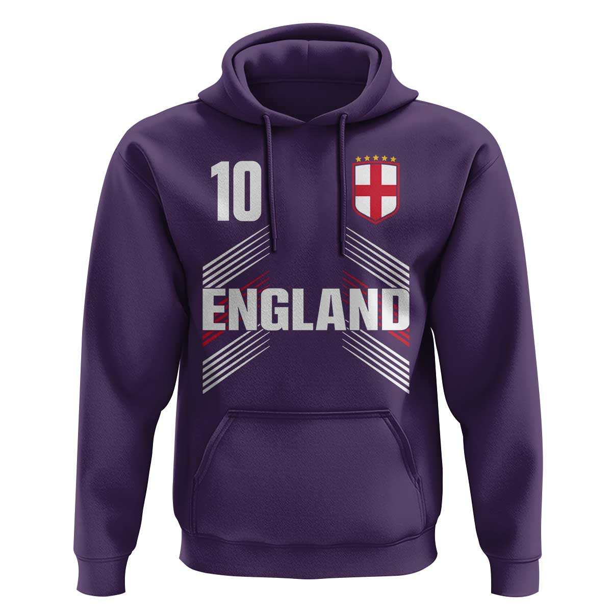 England Soccer Sports Graphic Number 10 Jersey Style Hoodie Proud St George Cross Football Fans Game Day Pride