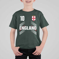 England Soccer Sports Graphic Number 10 Jersey Style T Shirt For Kid Proud St George Cross Football Fans Game Day Pride