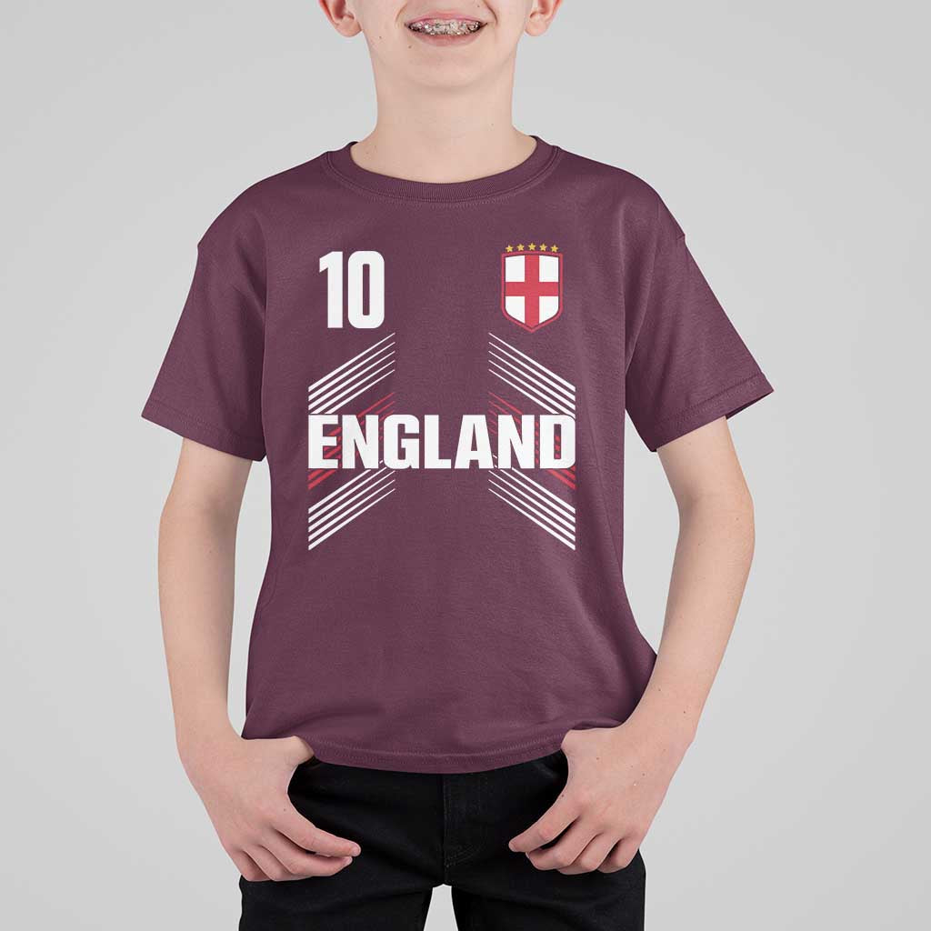 England Soccer Sports Graphic Number 10 Jersey Style T Shirt For Kid Proud St George Cross Football Fans Game Day Pride