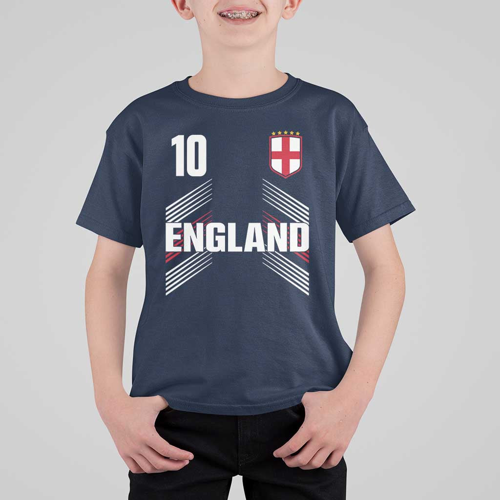 England Soccer Sports Graphic Number 10 Jersey Style T Shirt For Kid Proud St George Cross Football Fans Game Day Pride
