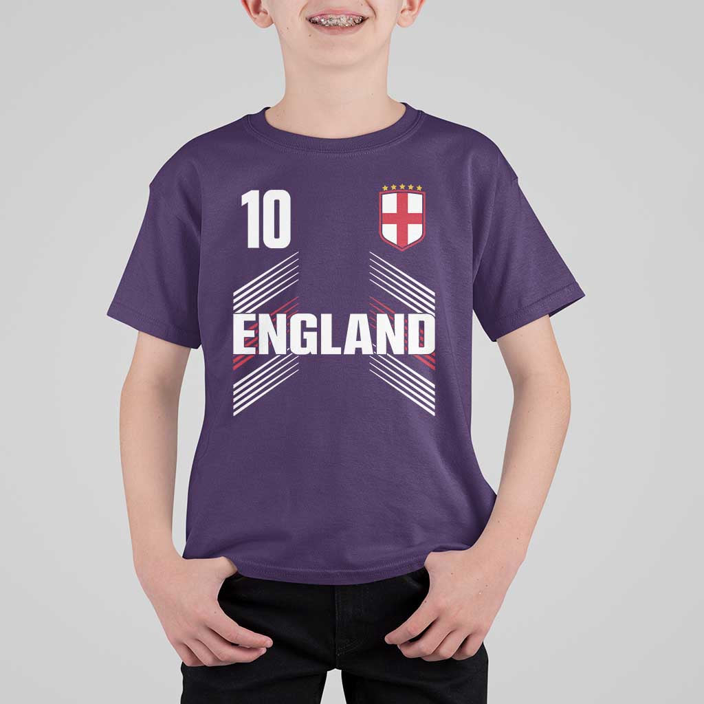 England Soccer Sports Graphic Number 10 Jersey Style T Shirt For Kid Proud St George Cross Football Fans Game Day Pride
