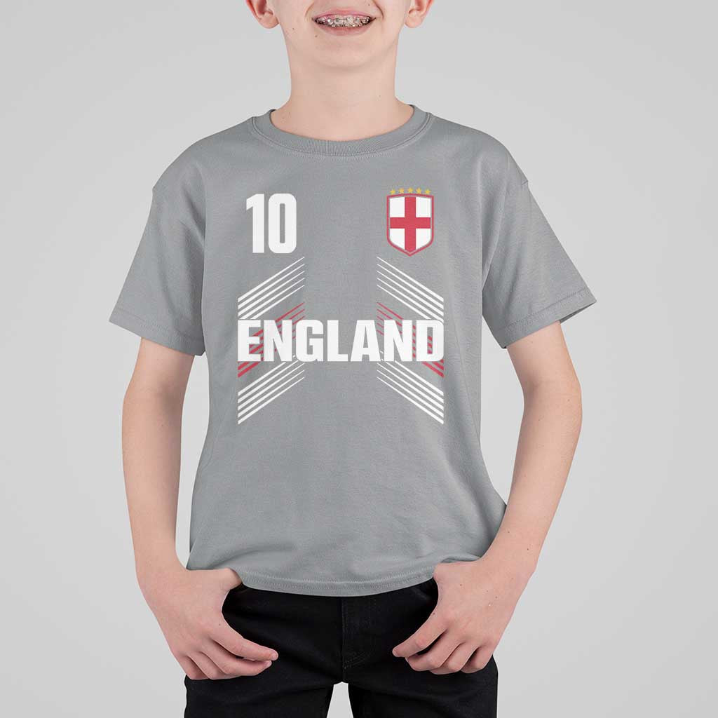 England Soccer Sports Graphic Number 10 Jersey Style T Shirt For Kid Proud St George Cross Football Fans Game Day Pride
