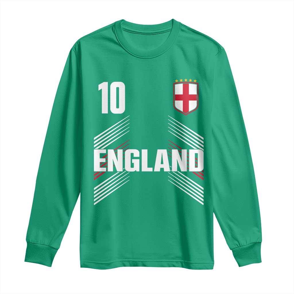 England Soccer Sports Graphic Number 10 Jersey Style Long Sleeve Shirt Proud St George Cross Football Fans Game Day Pride