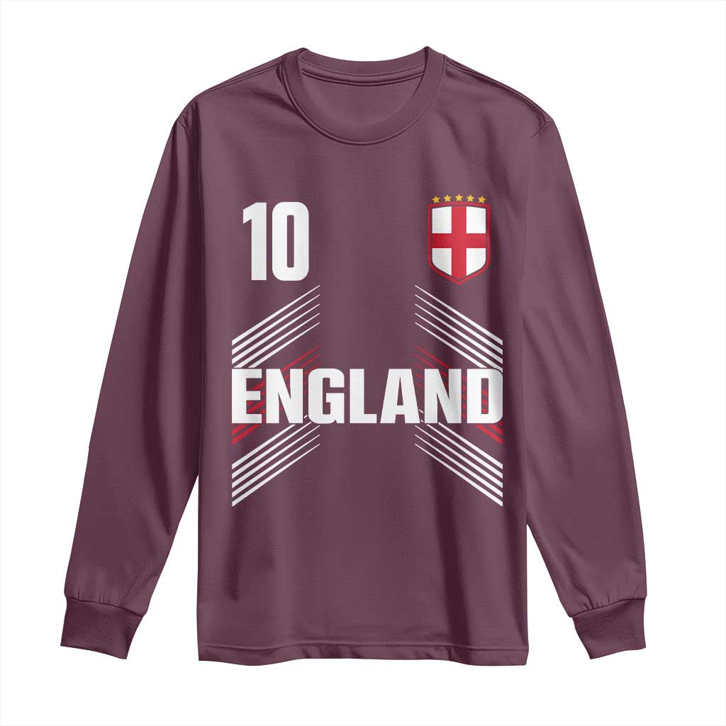 England Soccer Sports Graphic Number 10 Jersey Style Long Sleeve Shirt Proud St George Cross Football Fans Game Day Pride