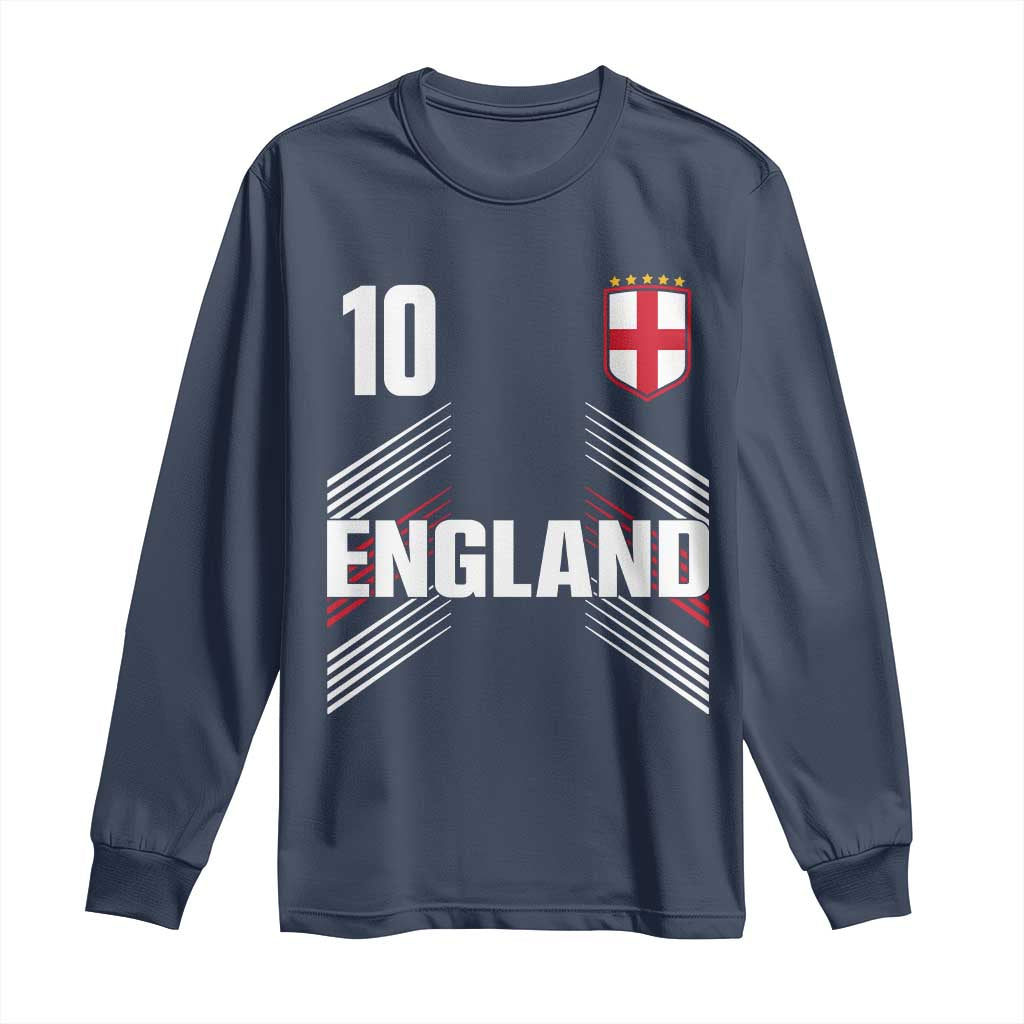 England Soccer Sports Graphic Number 10 Jersey Style Long Sleeve Shirt Proud St George Cross Football Fans Game Day Pride