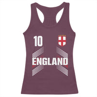 England Soccer Sports Graphic Number 10 Jersey Style Racerback Tank Top Proud St George Cross Football Fans Game Day Pride