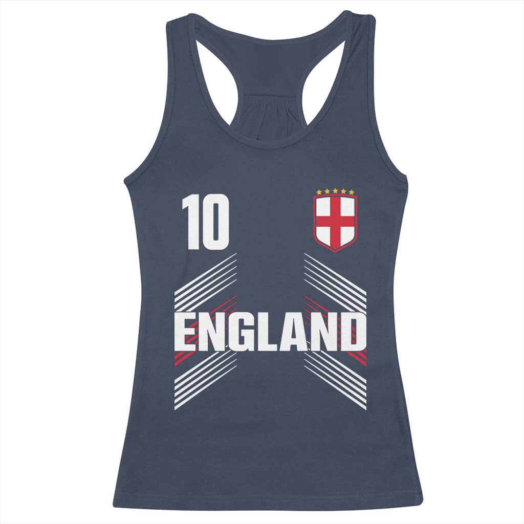 England Soccer Sports Graphic Number 10 Jersey Style Racerback Tank Top Proud St George Cross Football Fans Game Day Pride