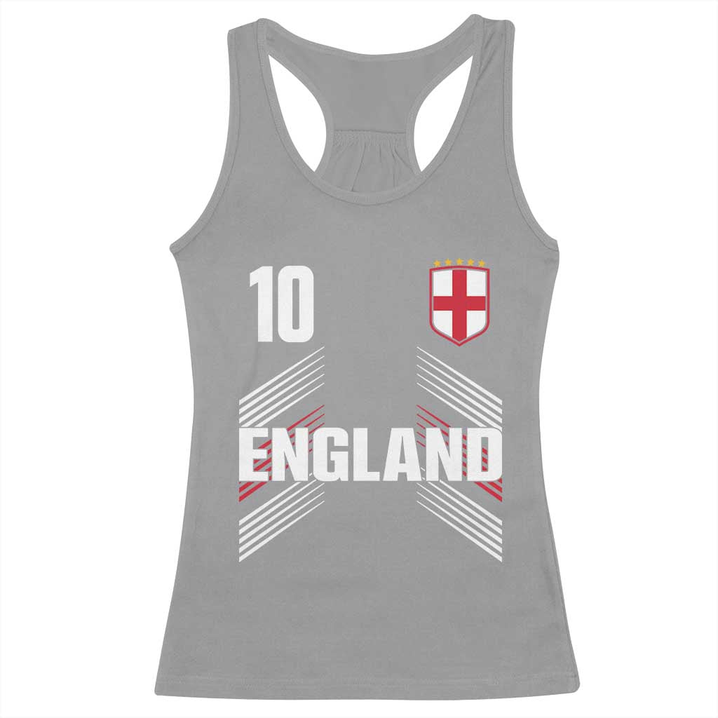 England Soccer Sports Graphic Number 10 Jersey Style Racerback Tank Top Proud St George Cross Football Fans Game Day Pride