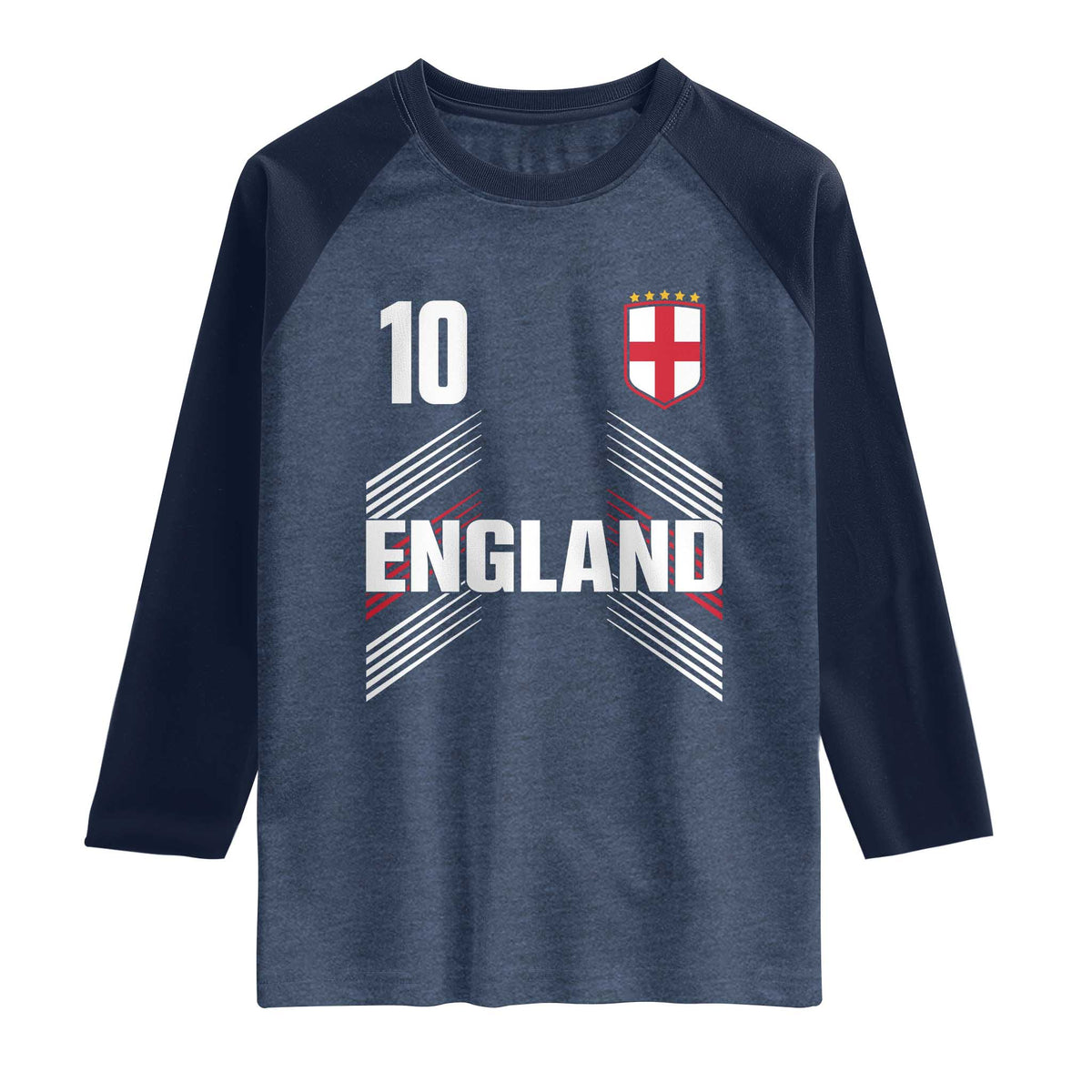 England Soccer Sports Graphic Number 10 Jersey Style Raglan Shirt Proud St George Cross Football Fans Game Day Pride