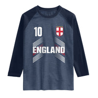 England Soccer Sports Graphic Number 10 Jersey Style Raglan Shirt Proud St George Cross Football Fans Game Day Pride
