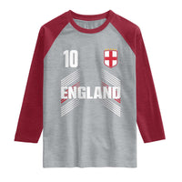 England Soccer Sports Graphic Number 10 Jersey Style Raglan Shirt Proud St George Cross Football Fans Game Day Pride