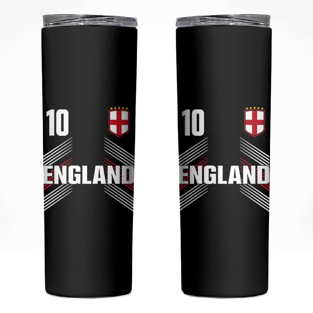 England Soccer Sports Graphic Number 10 Jersey Style Skinny Tumbler Proud St George Cross Football Fans Game Day Pride