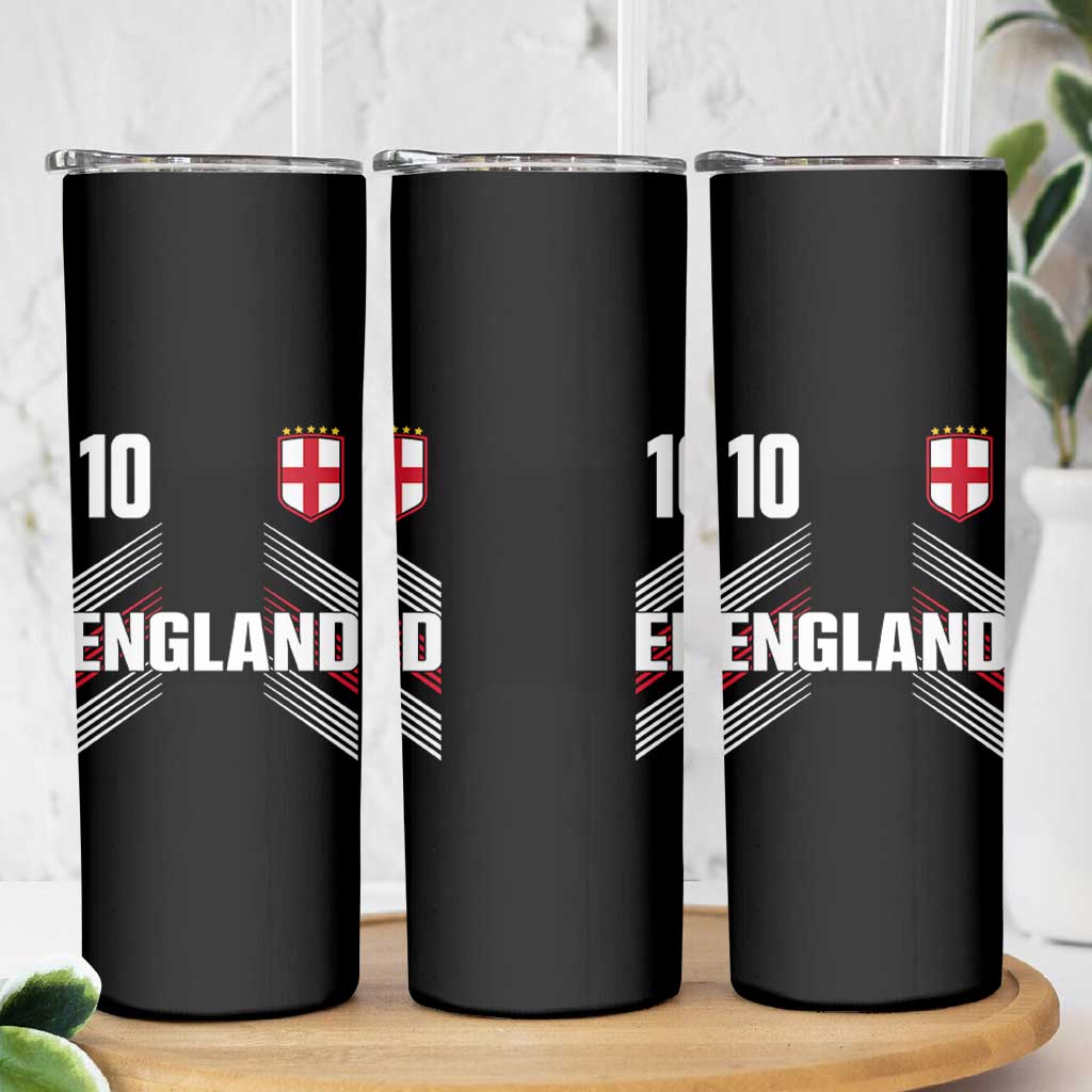England Soccer Sports Graphic Number 10 Jersey Style Skinny Tumbler Proud St George Cross Football Fans Game Day Pride