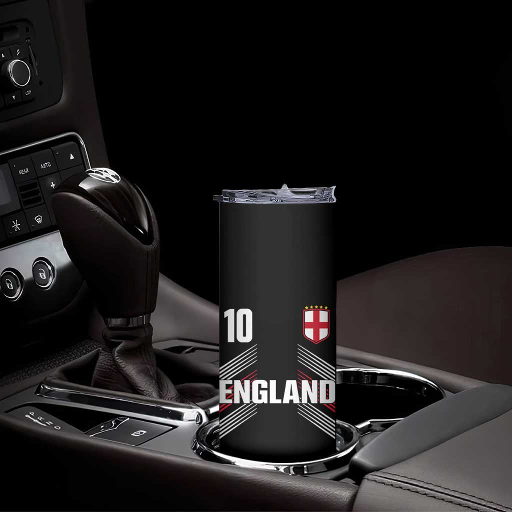 England Soccer Sports Graphic Number 10 Jersey Style Skinny Tumbler Proud St George Cross Football Fans Game Day Pride