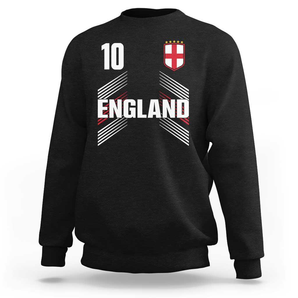England Soccer Sports Graphic Number 10 Jersey Style Sweatshirt Proud St George Cross Football Fans Game Day Pride
