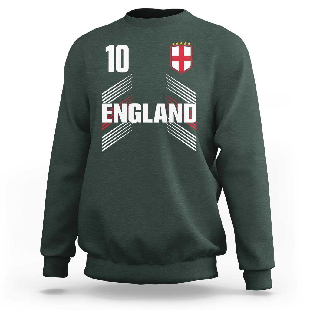 England Soccer Sports Graphic Number 10 Jersey Style Sweatshirt Proud St George Cross Football Fans Game Day Pride